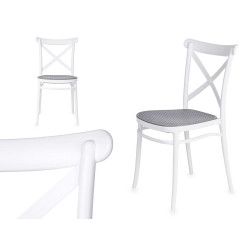 SILLA RATTAN PLÁSTICO BLANCA GRIS