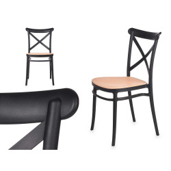 SILLA RATTAN PLÁSTICO NEGRO BEIGE