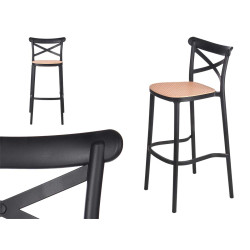 SGABELLO RATTAN PLASTICA NERO BEIGE