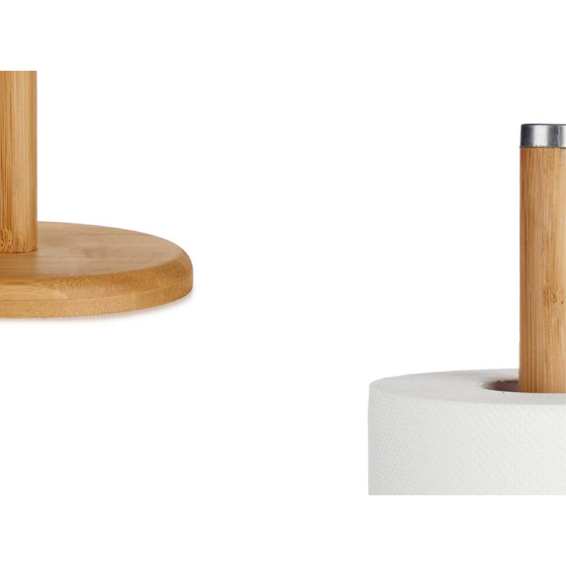 SUPORTE PARA ROLO PAPEL COZINHA BAMBU E AÇO