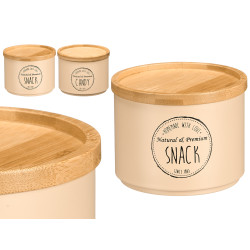 BAMBOO LID STACKABLE JAR ASSORTMENT 2 BEIGE