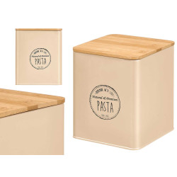 TARRO CUADRADO TAPA BAMBU PASTA BEIGE