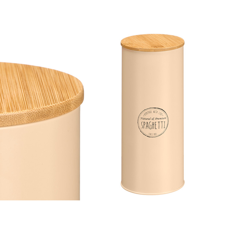TARRO ALTO TAPA BAMBU ESPAGUETI  BEIGE