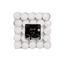 SET 50 BOUGIES CHAUFFE-PLAT BLANC 3H