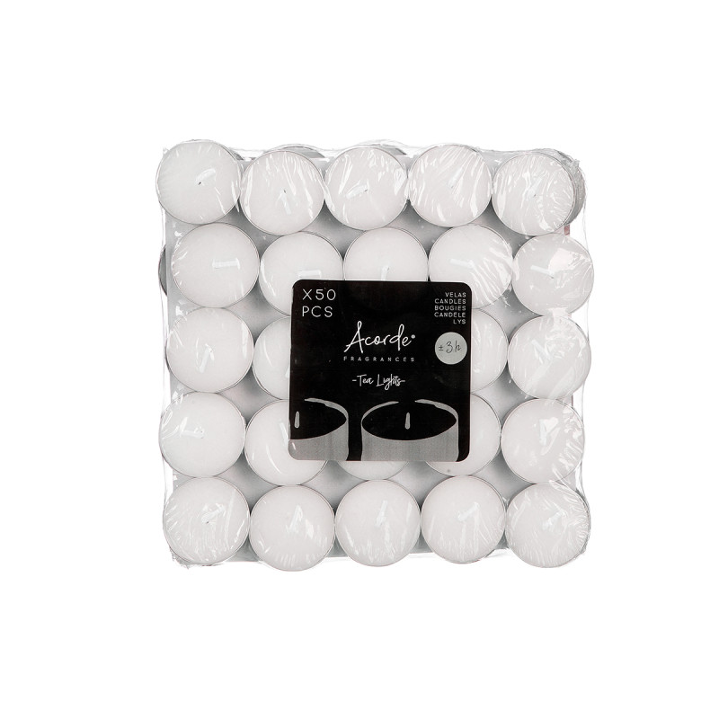 SET 50 BOUGIES CHAUFFE-PLAT BLANC 3H