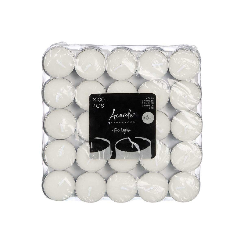 SET 100 BOUGIES CHAUFFE-PLAT BLANC 3H