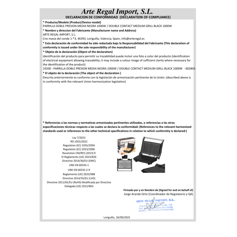 GRIL DE CONTACT DOUBLE EN ACIER NOIR 1000W MOYEN