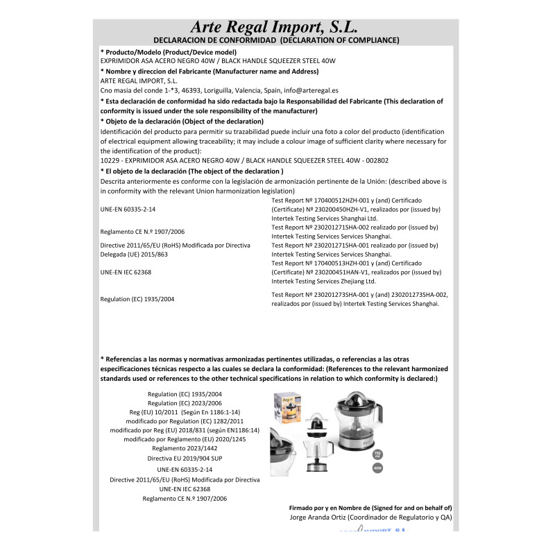 PRESSE-AGRUMES POIGNÉE ACIER NOIR 40W