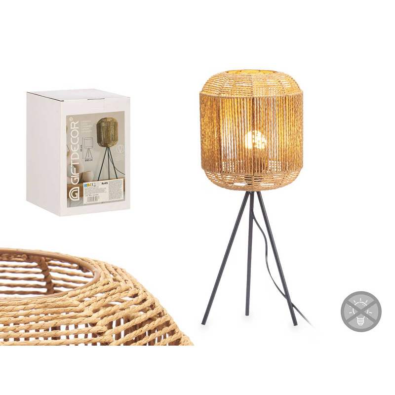 LAMPE TRÉPIED  CYLINDRE CORDE