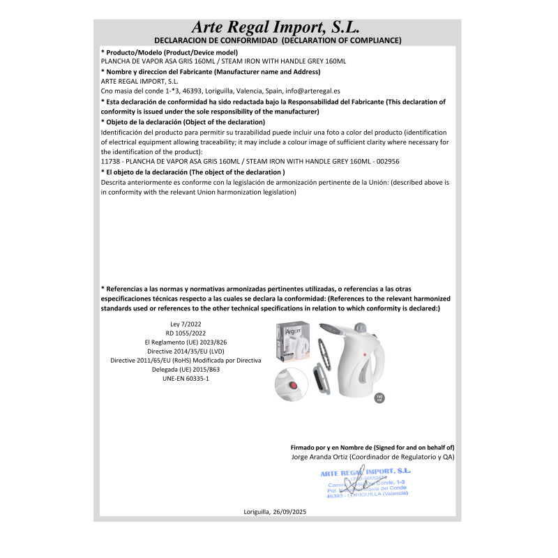 FERRO A VAPOR CABO CINZENTO 160ML