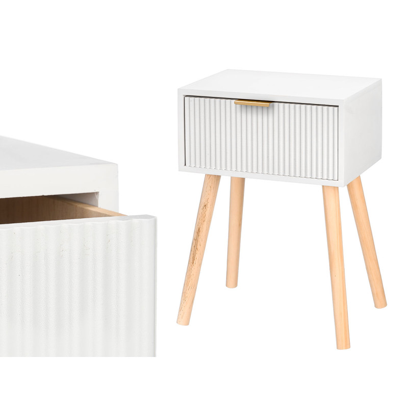 1-DRAWER WHITE SIDE TABLE