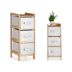 BAMBOO SHELF 3 WHITE DRAWERS 28,5X26X70CM