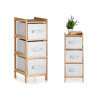 BAMBOO SHELF 3 WHITE DRAWERS 28,5X26X70CM