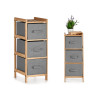 BAMBOO SHELF 3 GRAY DRAWERS 28,5X26X70CM