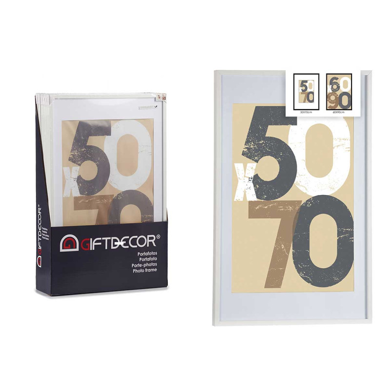 PORTAFOTO PARETE LEGNO PASSE-PARTOUT 50X70CM BIANC