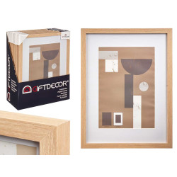 PORTAFOTO PARED MADERA PASPARTU 21X30CM NATURAL