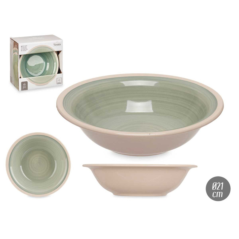 PLATO HONDO GRES VERDE BORDE 21CM