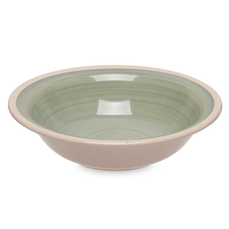 ASSIETTE CREUSE EN GRÈS VERT 21CM