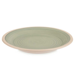 PLATO POSTRE GRES VERDE BORDE 19CM