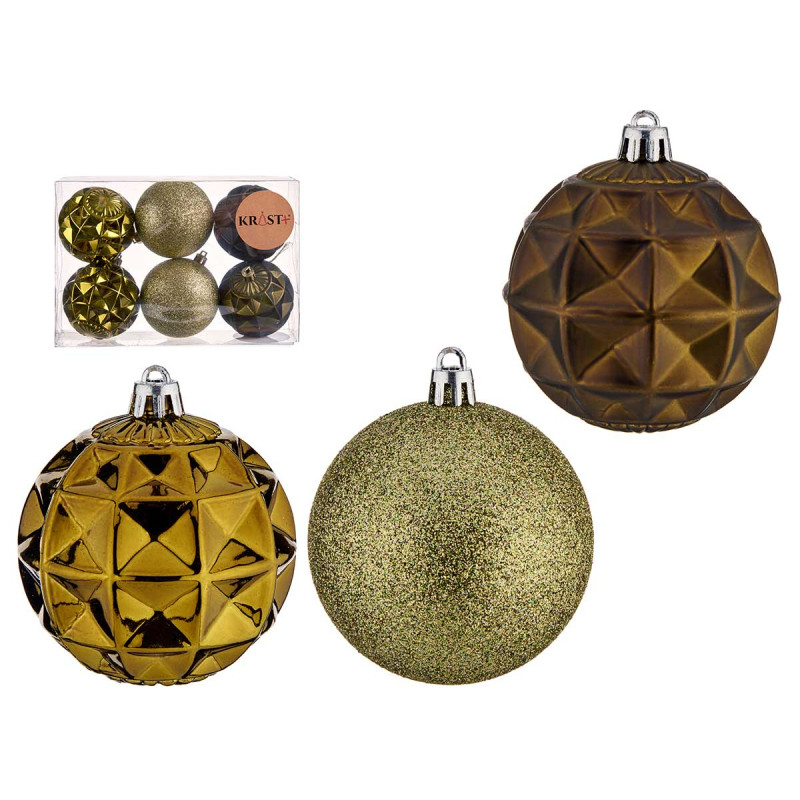 SET 6 BOULE PVC 7CM VERT OLIVE 