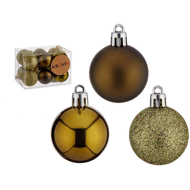 SET 12 BOULE PVC 4CM VERT OLIVE 
