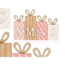 DÉCORATION XMAS CADEAU ROSE BOIS