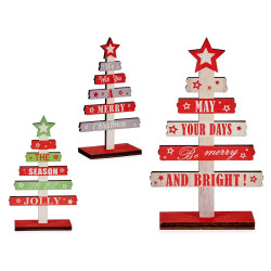 ORNAMENT CHRISTMAS TREE WOOD ASSORT 3