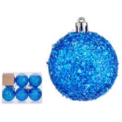 CONJ 6 BOLAS NATAL AZUL  6CM