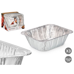 SET 3 RECT ALUMINUM DEEP TRAYS  32X26CM