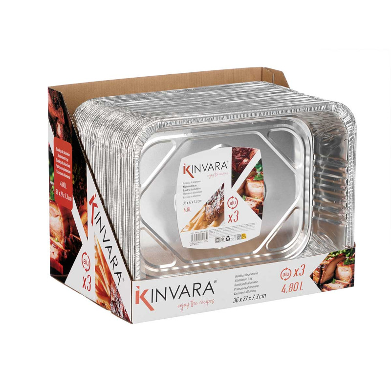 SET 3 RECTANGULAR ALUMINUM TRAYS 36X27CM