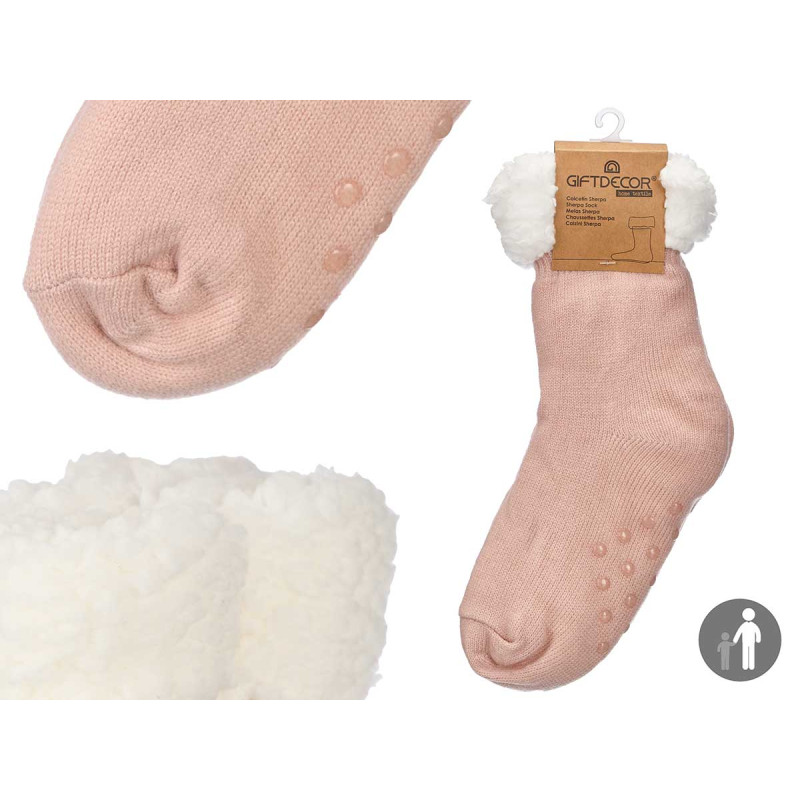 CALCETIN SHERPA ADULTO ROSA CLARO