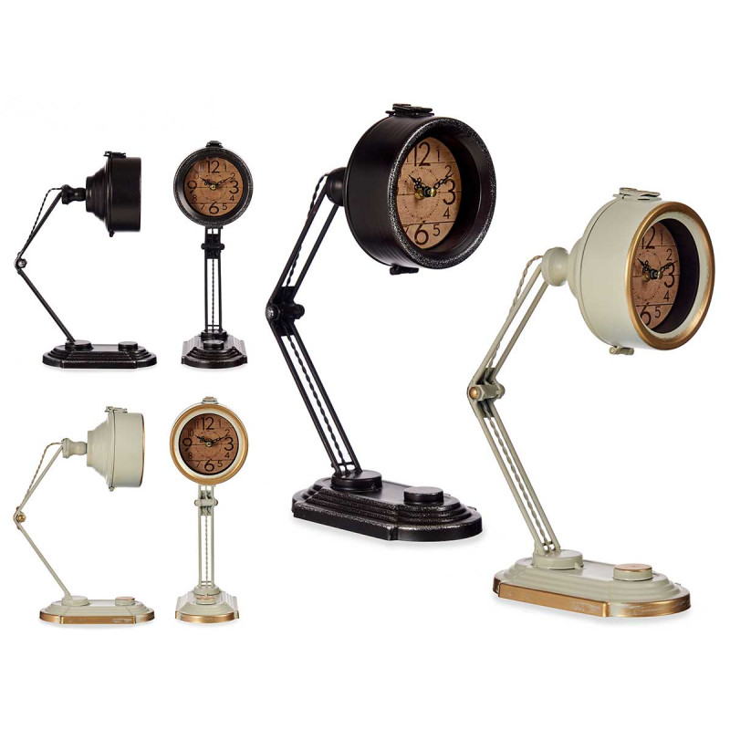 ADJUSTABLE LAMP SHAPED METAL CLOCK ASSORT 2COLOURS