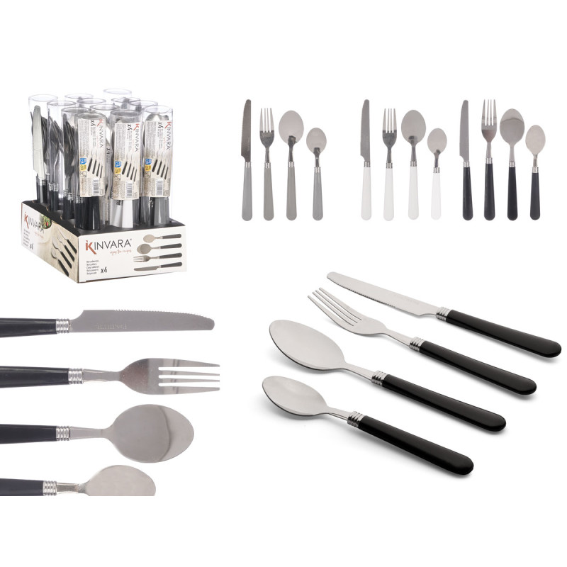 SET 4 CUTLERY ASSORTED 3 NEUTRAL COLOURS