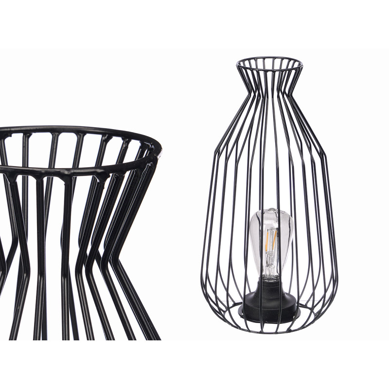 WROUGHT IRON LAMP WITH BULB IN BULBOUS SHAPE