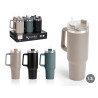 THERMAL MUG 1200ML HANDLE AND STRAW 3 DARK COL  