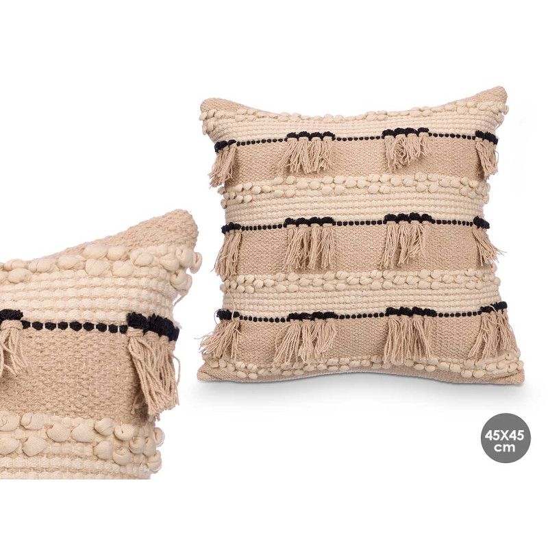 CUSHION SEQUINS BEIGE 45X45 CM