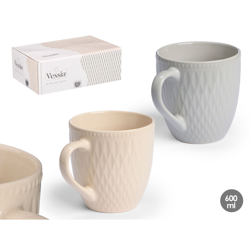 BREAKFAST MUG ASSORTED 2 LIGHT COLOURS 600ML