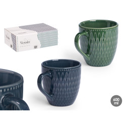 TASSE PETIT DÉJEUNER ASSORT 2 COUL FONCÉES 600ML