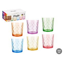 360ML DIAMOND GLASS TUMBLER ASSORTED 6 COL
