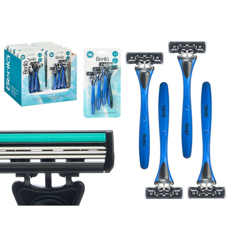 SET 4 MAQUINILLAS AFEITAR 3 HOJAS AZUL