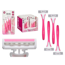 SET OF 4 RAZORS WITH 3 BLADES PINK