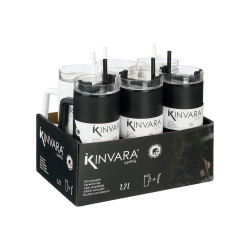 CUP HANDLE STRAW BLACK WHITE 1200ML ASRT 2