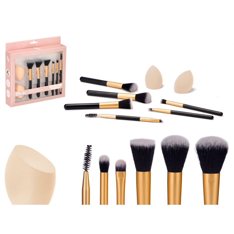 SET 6 BRUSHES 2 MAKEUP SPONGES