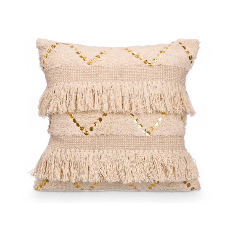 CUSHION SEQUINS NATURAL 45X45 CM