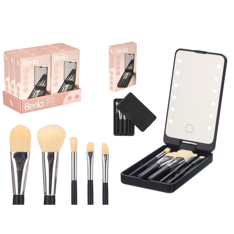 ÉTUI À MIROIR 5 PINCEAUX À MAQUILLAGE
