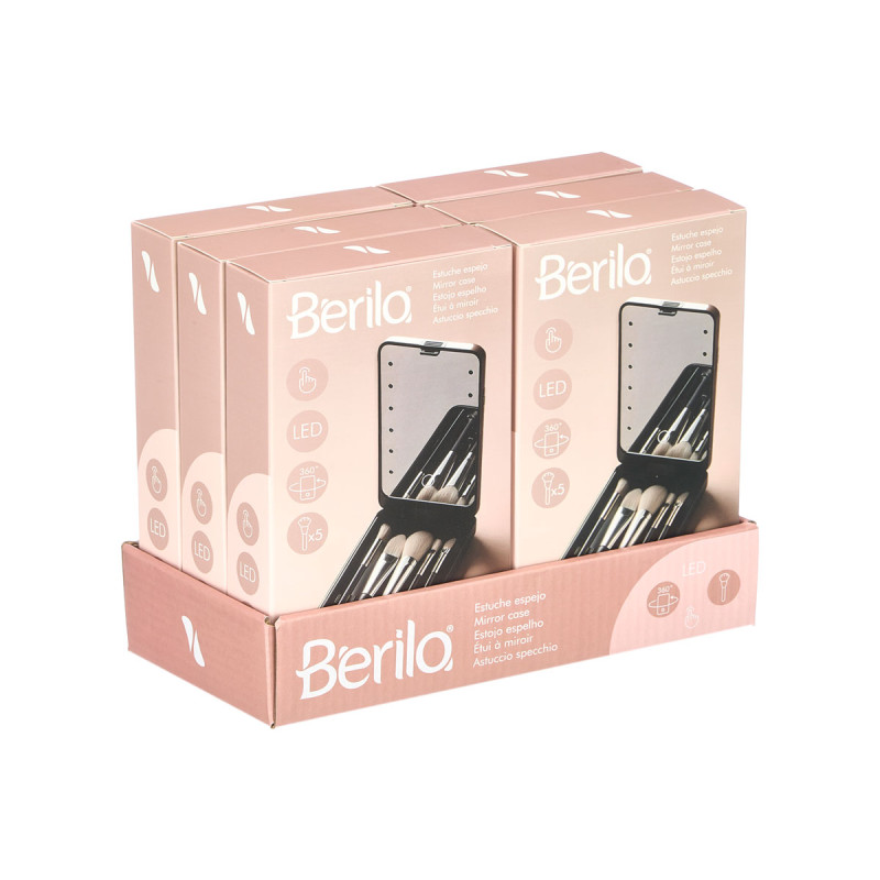 ESTUCHE ESPEJO 5 BROCHAS MAQUILLAJE