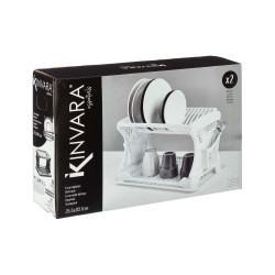 WHITE DOUBLE-HEIGHT DISH DRAINER