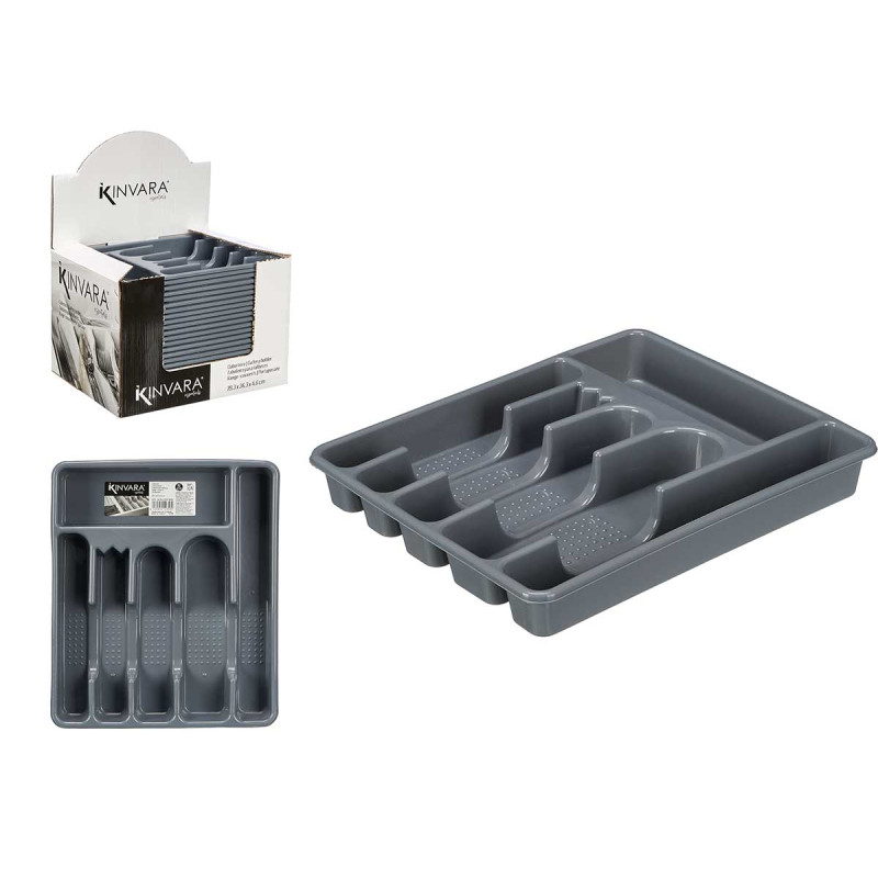 PLASTIC CUTLERY TRAY 6 SILVER COLORED HOLES