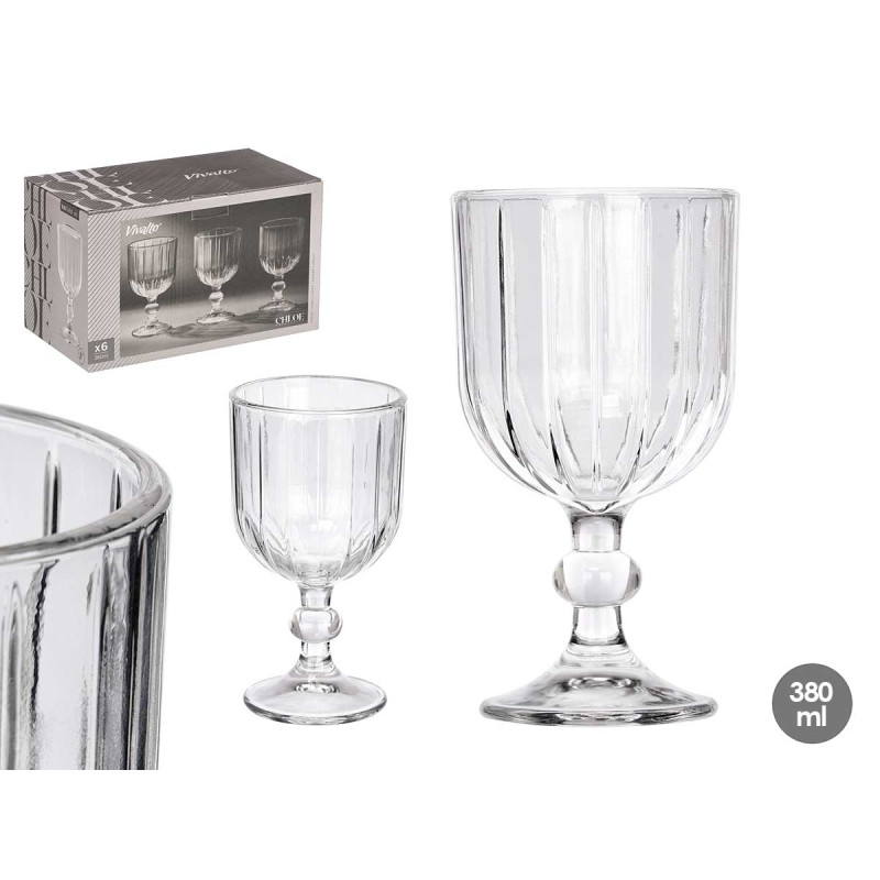 COPA VINO RAYAS 380ML TRANSPARENTE