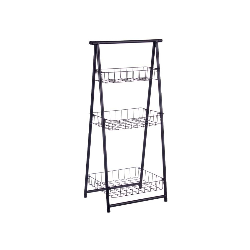 SCAFFALE METALLICO SCALE NERO 3 PIANI